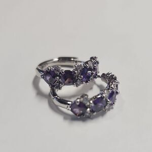 Bomb Party Purple Glass Gemstone Silver Earrings